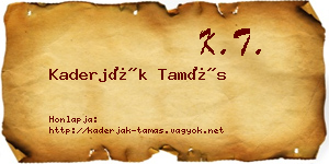 Kaderják Tamás névjegykártya